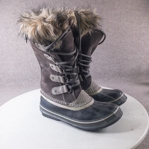 SOREL Womens Snow Boots Gray Black 7 Joan of Arctic Tall Waterproof Boots Black